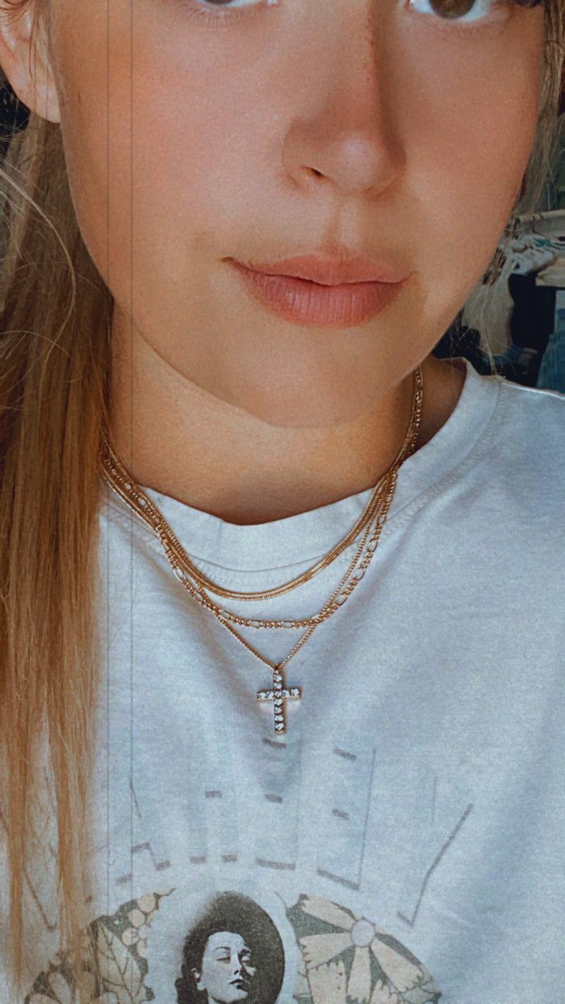 3 strand Cross Gold Necklaces!