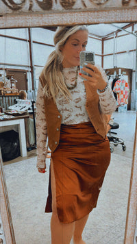Rust silk skirt