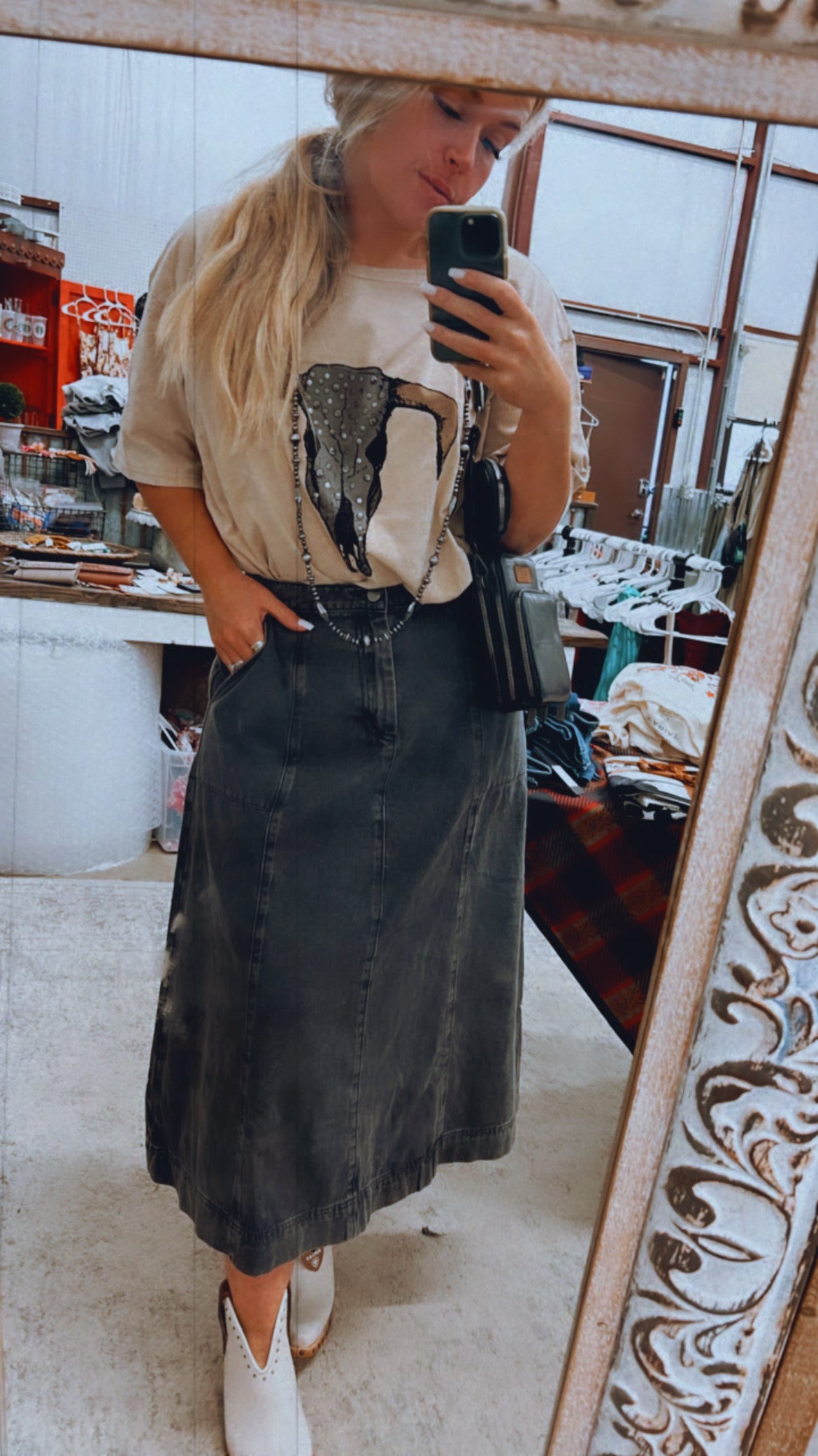 Black Denim Skirt