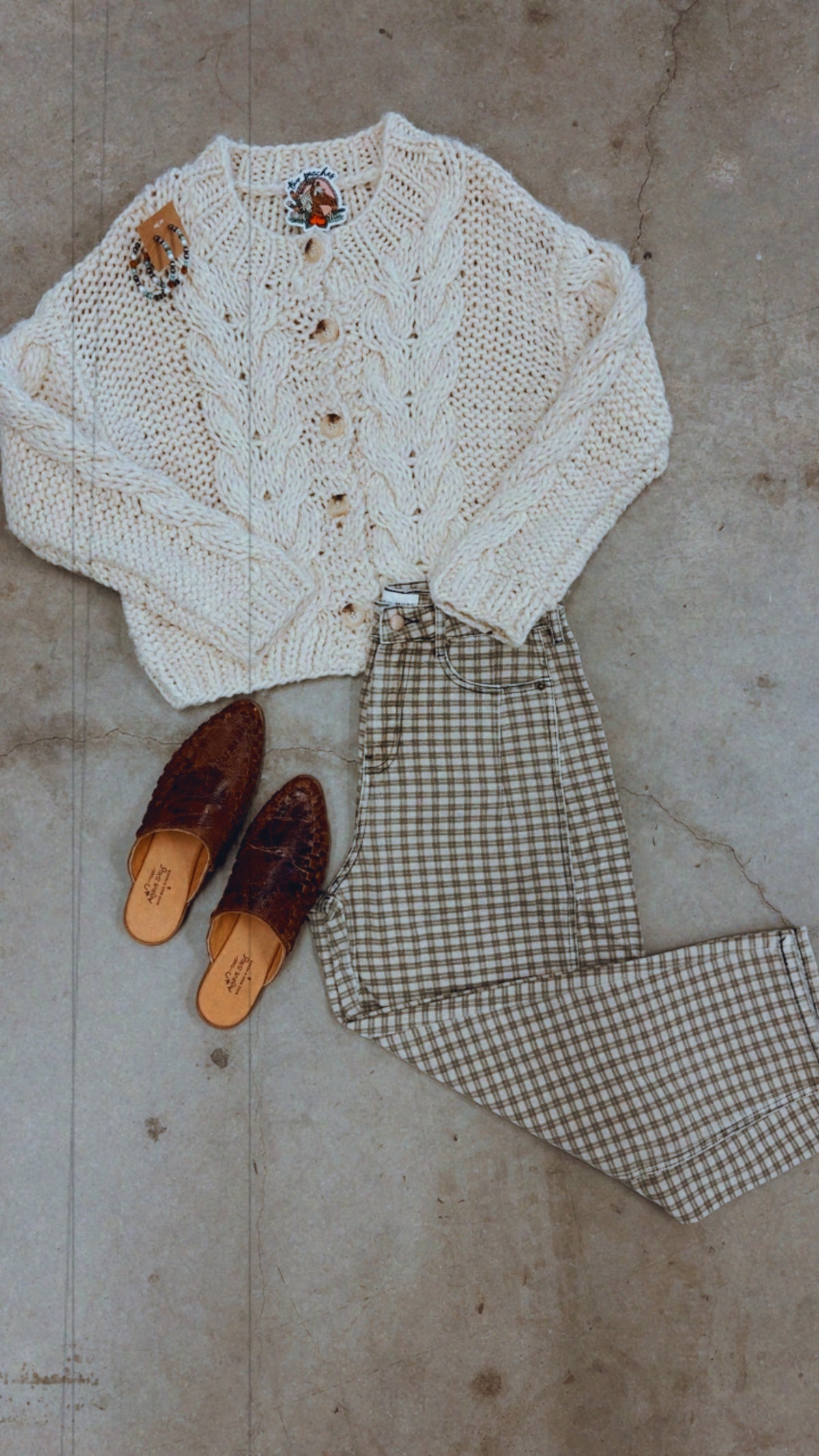 Tan Gingham Pants