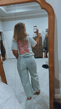 Striped Denim Navy Pant