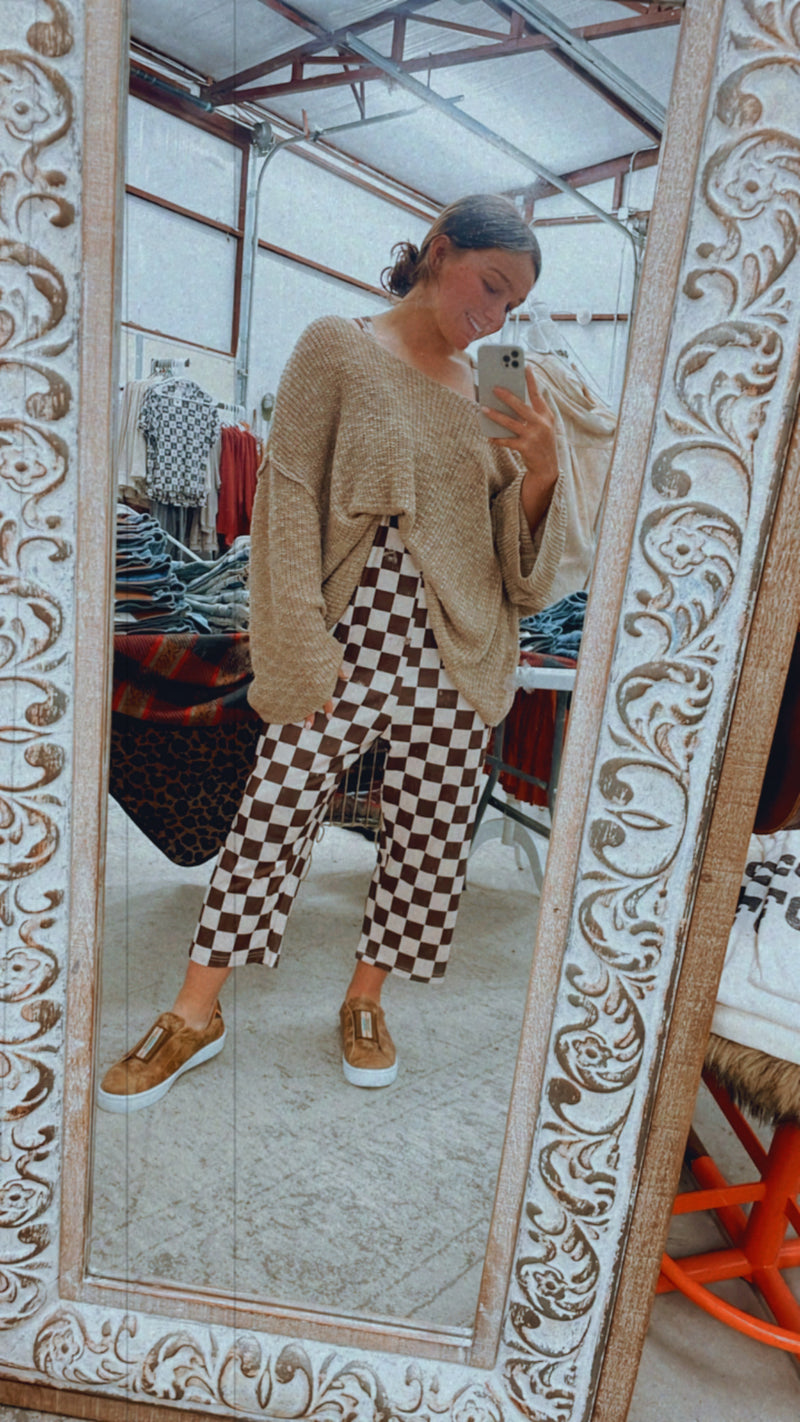 Brown Checkered Jumpsuit