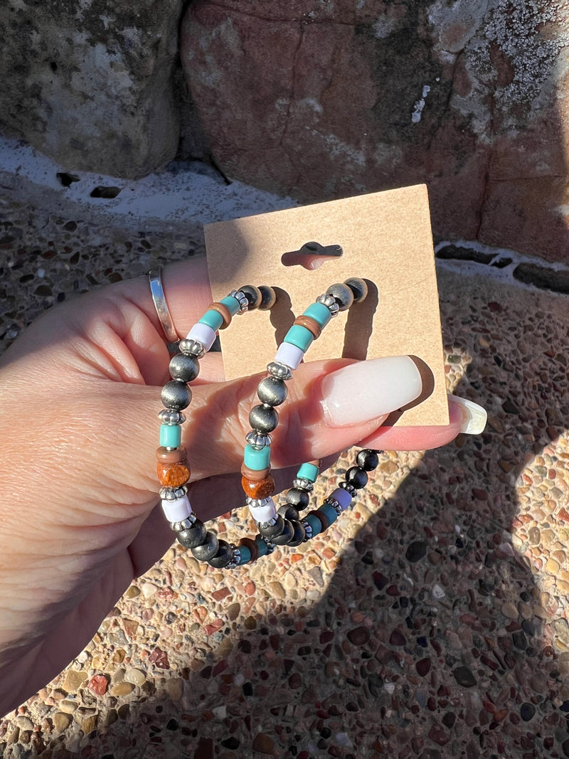 Faux And Turquiose Navajo Hoops