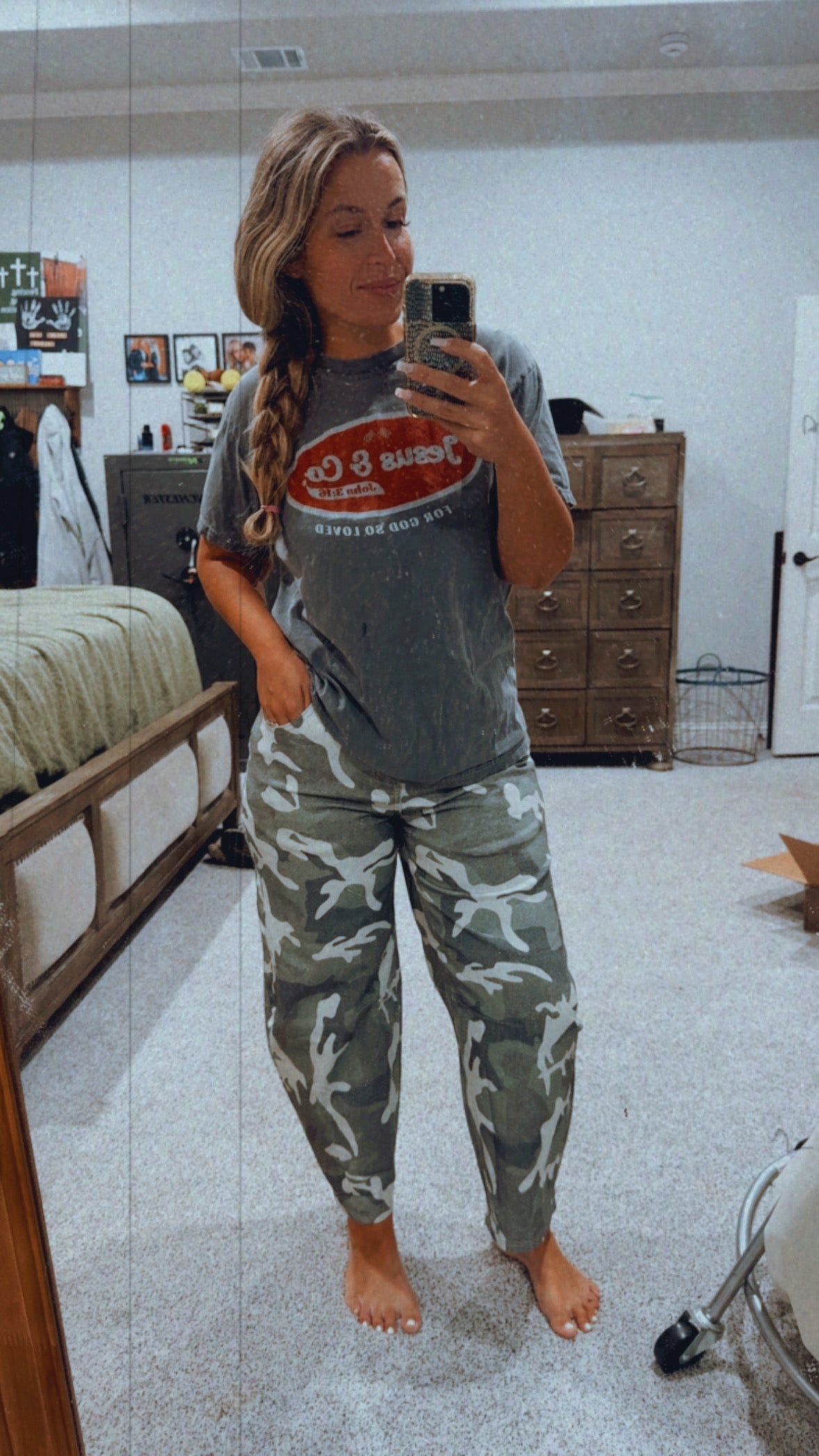 Camo barrel jeans