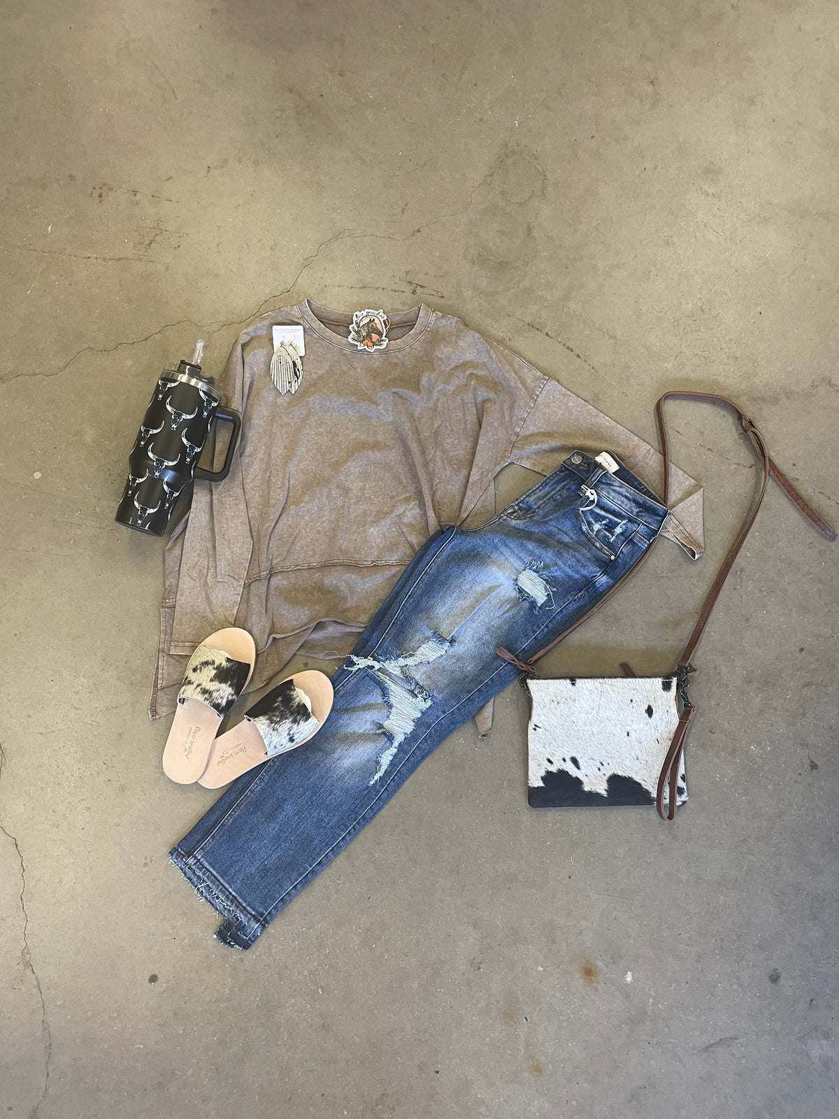 Destroyed High Rise Ripped Cuff Jeans