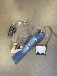Destroyed High Rise Ripped Cuff Jeans
