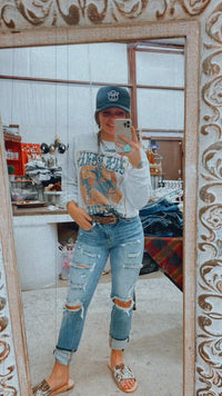 High Rise Ripped Girlfriend Jeans