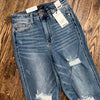 Distressed Bootcut Judy Blues with Frayed Hem