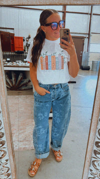 Floral barrel jeans