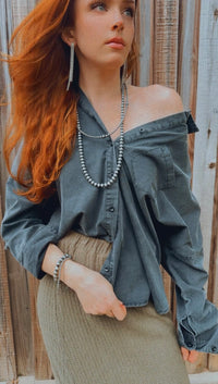 Washed Black Button up