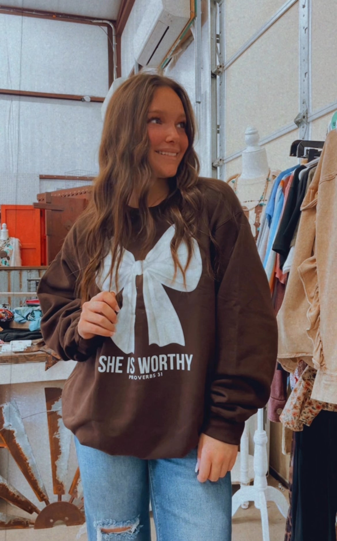 She is worthy sweatshirt