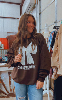 She is worthy sweatshirt