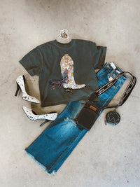 Tassel boot sparkle top