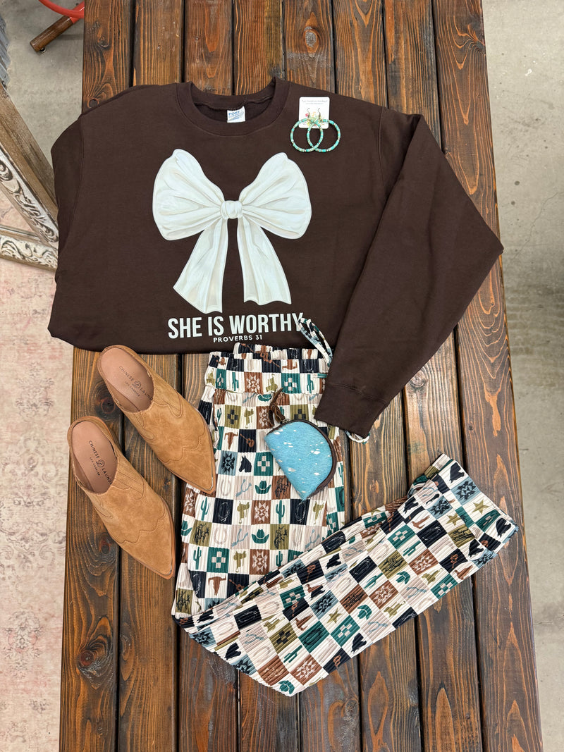She is worthy sweatshirt