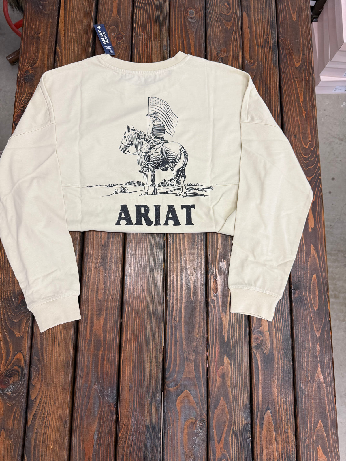 Cream Ariat Flag Cowboy College LONGSLEEVE