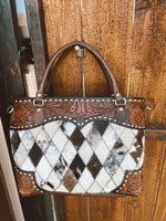 Cowhide Checkered Bag