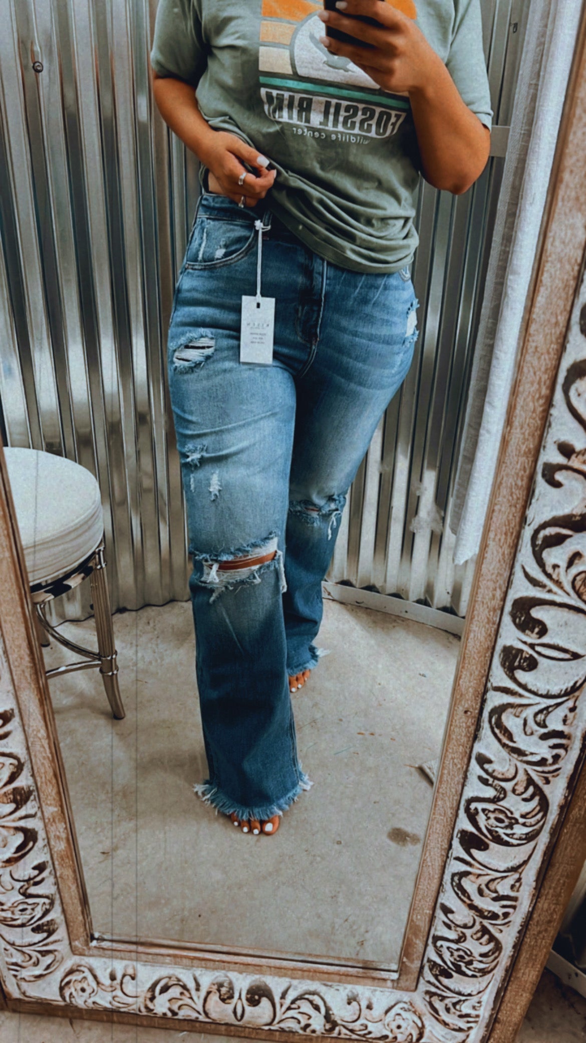 High Rise Ripped Wide Jeans Two Boutique