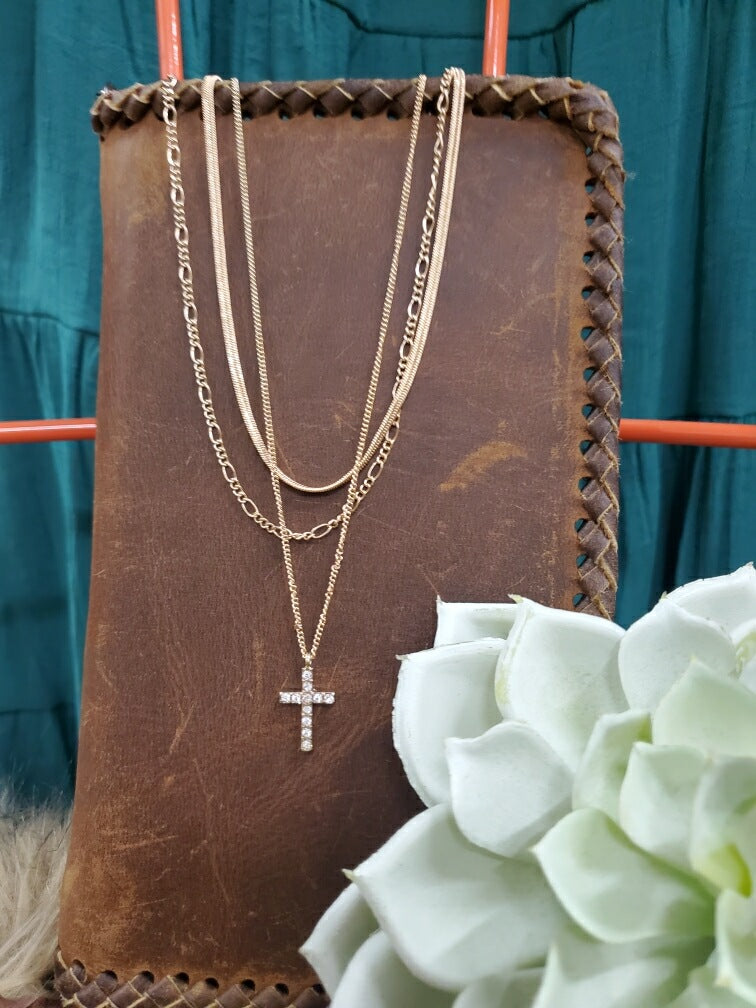 3 strand Cross Gold Necklaces!