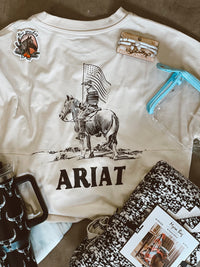 Cream Ariat Flag Cowboy College LONGSLEEVE