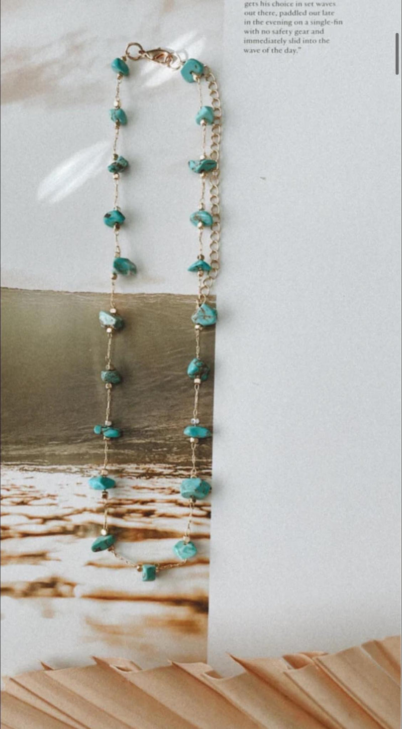 Turquoise Chip Gold Chain