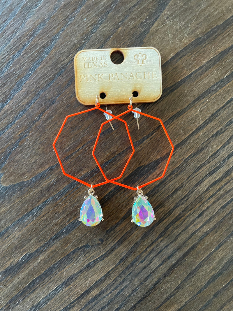 Neon Octagon Earrings