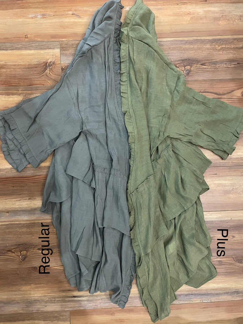 Olive Ruffle Kimono