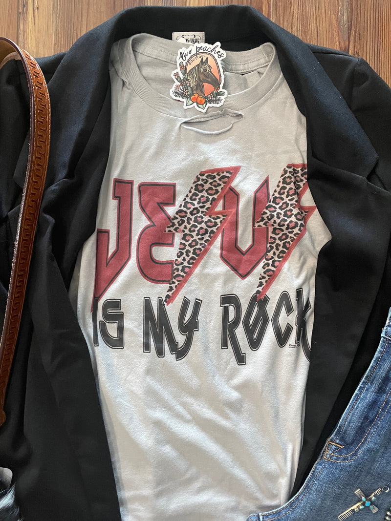 Jesus Is My Rock Distressed Tee