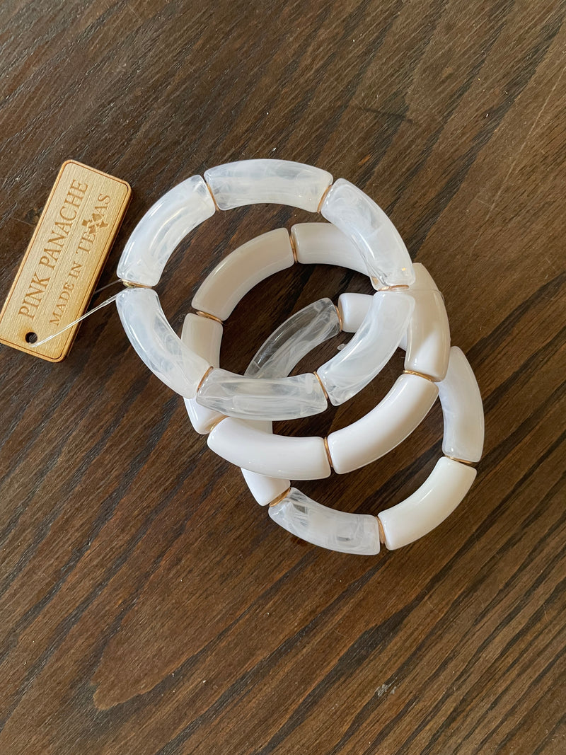 White Tube Bracelet Set