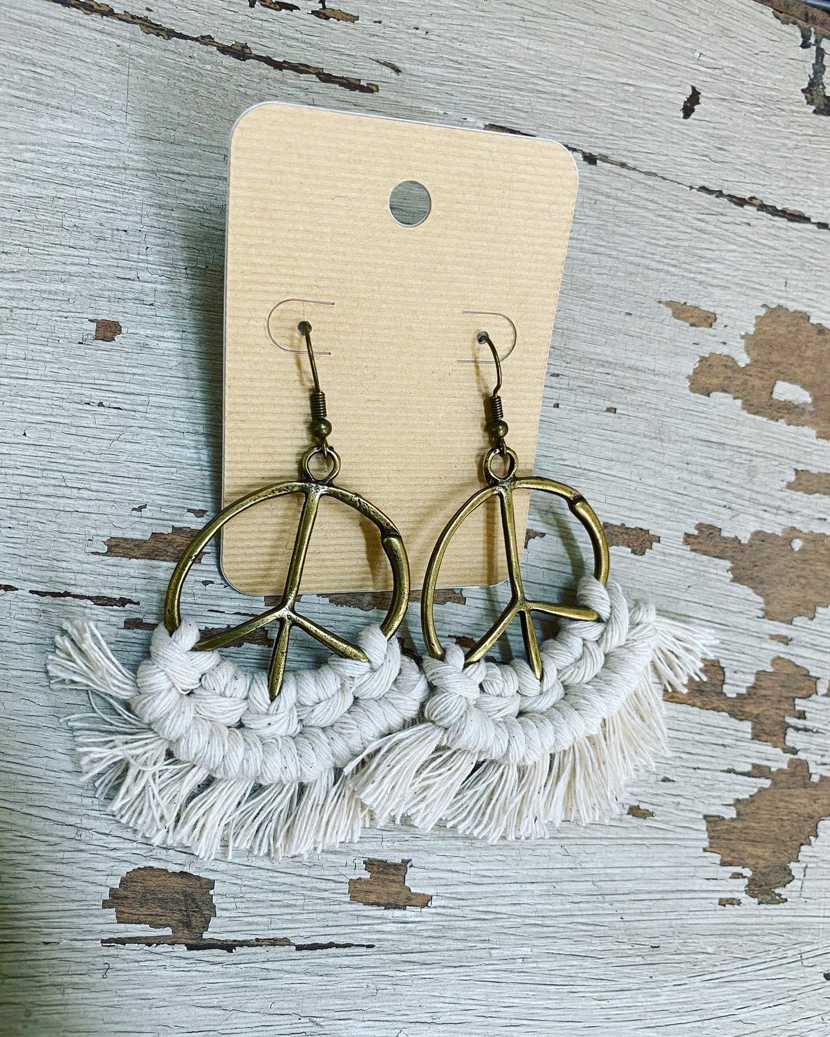 Macramé Peace Earrings