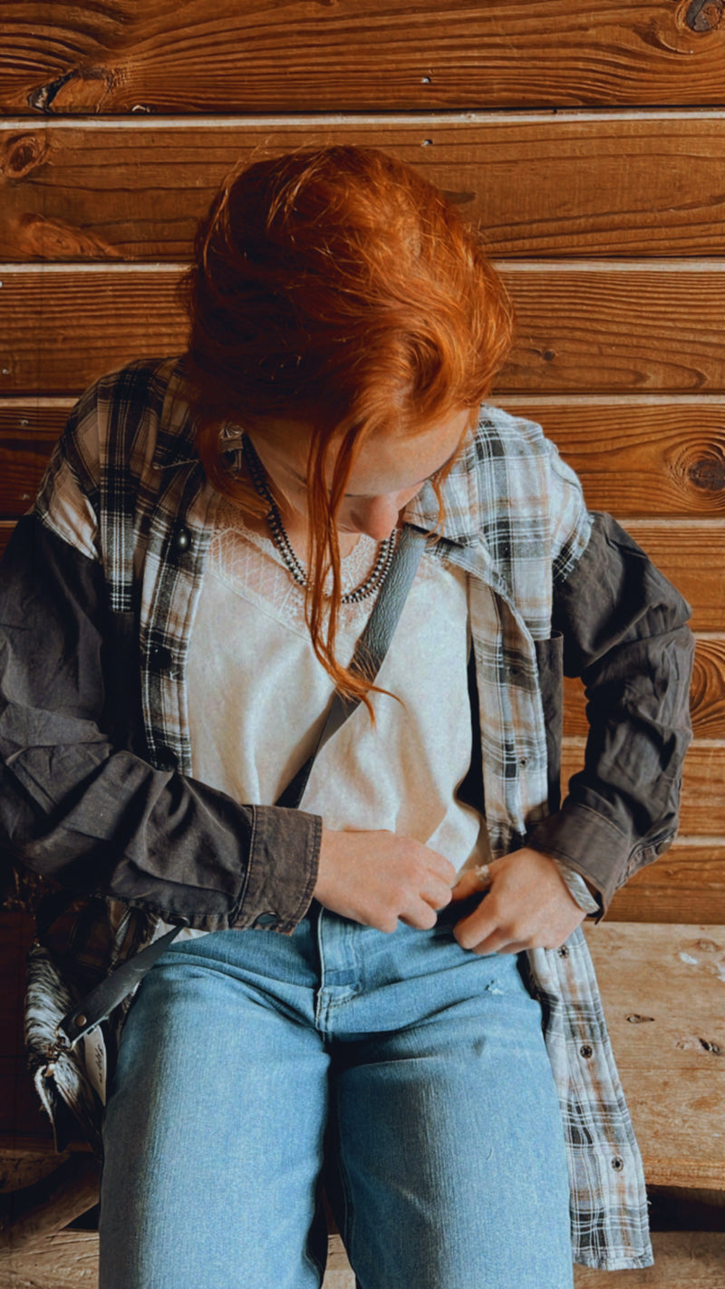 Black Plaid Button Down