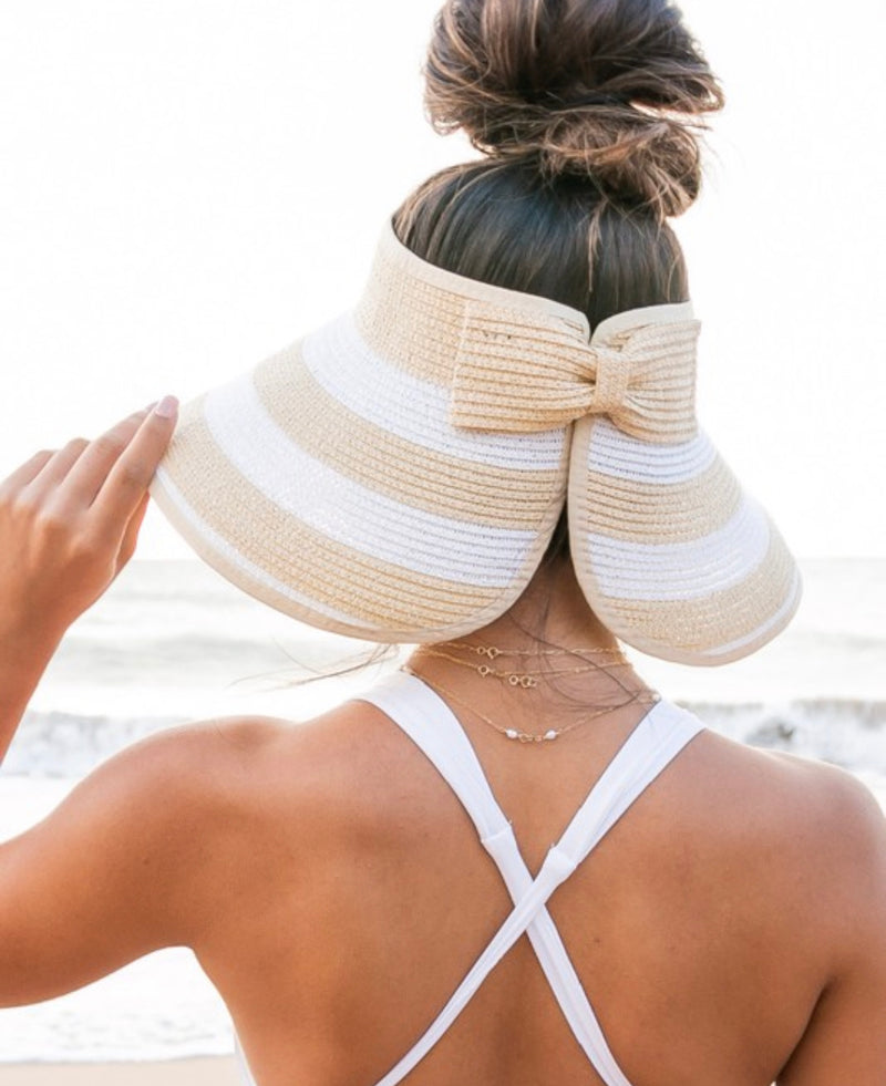 Straw White and Beige Beach Hat