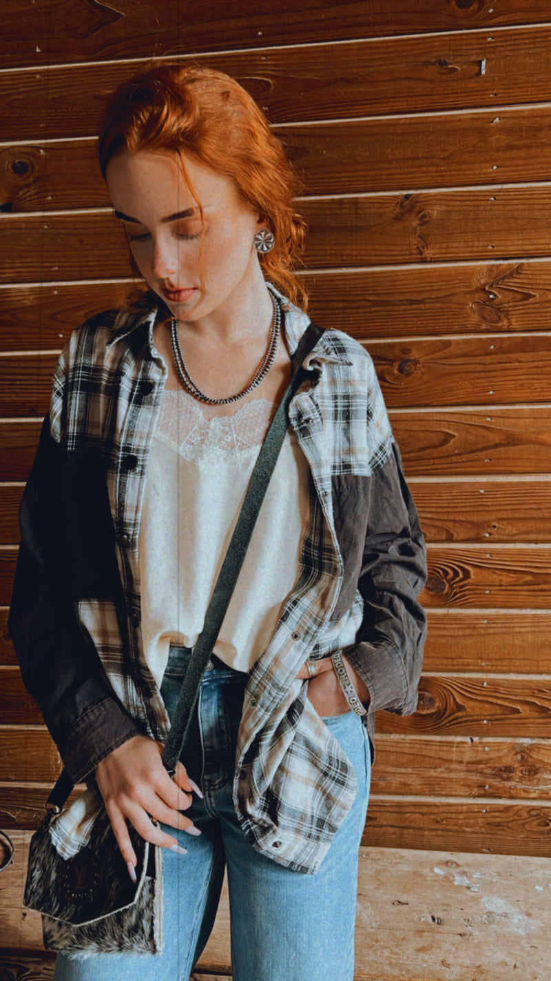 Black Plaid Button Down