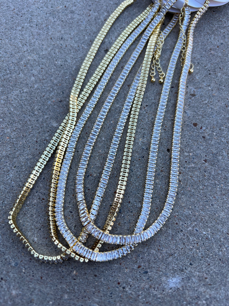 Rectangle rhinestone Choker